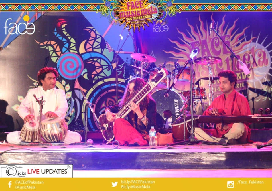 Amie’s sitar performance at FACE Music Mela (festival), Islamabad, March 2016, in front of 10,000 people. With Riyaaz Ahmed (tabla) and Nadeem Haider (tanpura). FACE - Foundation for Arts, Culture, Education