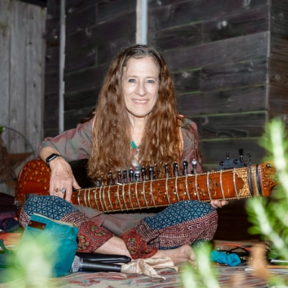 Dr. Amie Maciszewski with a Sitar at The Wild Detectives - November 2025