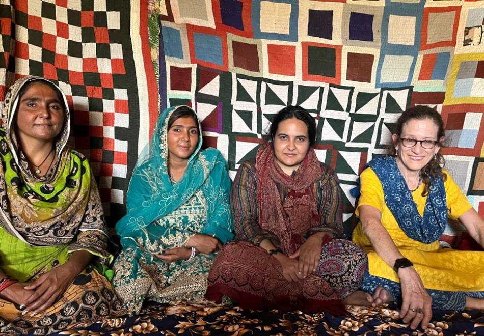 Folksinger Mai Nimani with daughter, filmmaker/photographer Kaibat Thebo, and Amie - Tando Adam, Sindh, May 2024